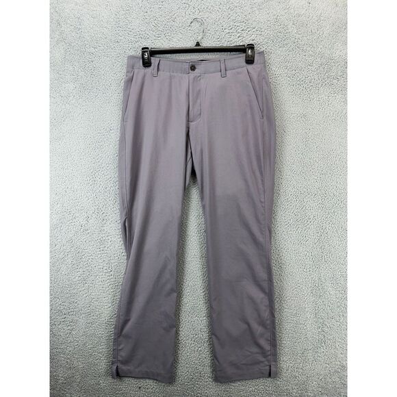 Under Armour Pants Men 34X30 Grey Golf Chino Straight Leg Slacks Athletic Casual - Picture 1 of 7